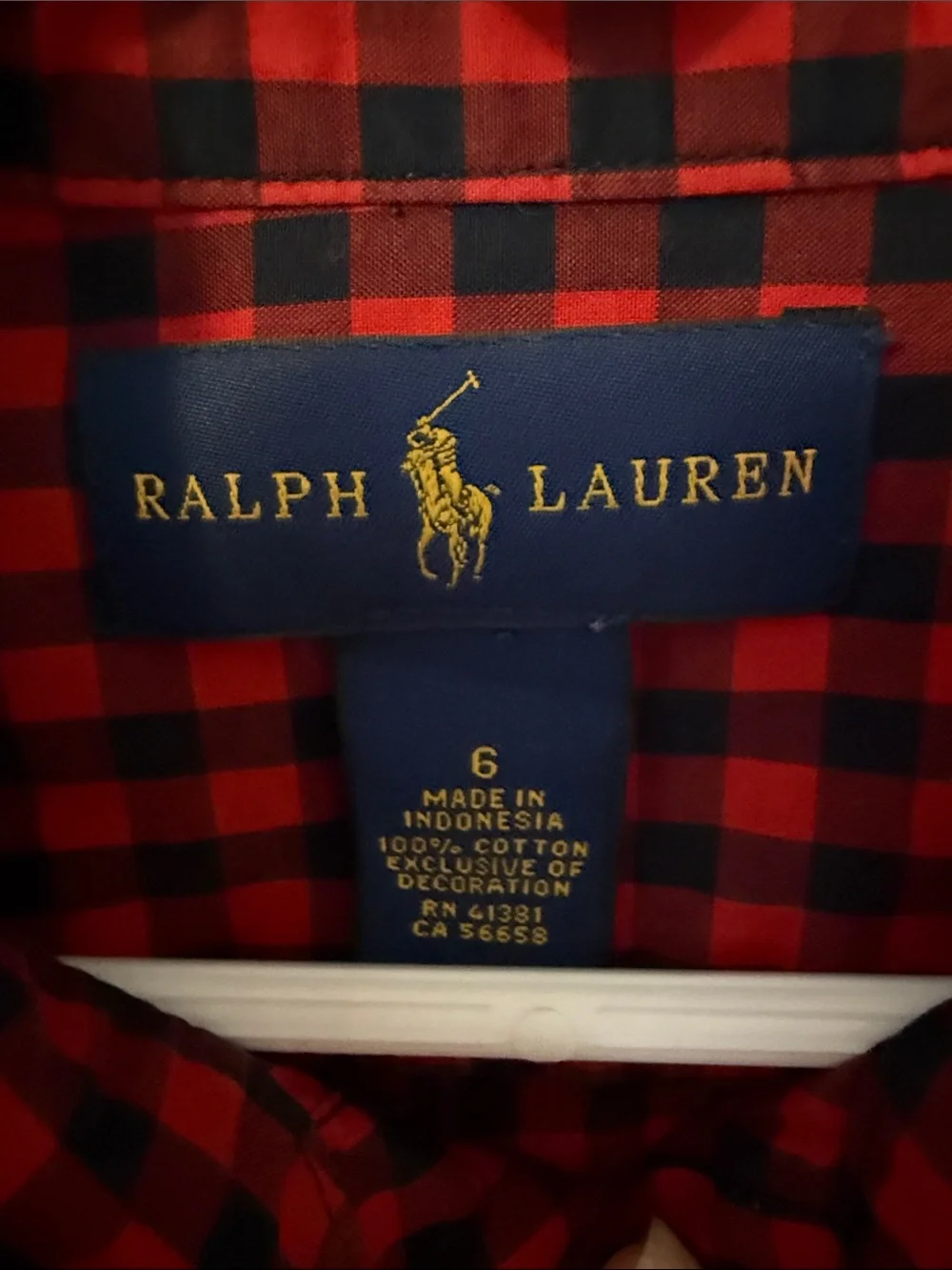 Ralph Lauren Red & Navy Gingham Button-Down Shirt